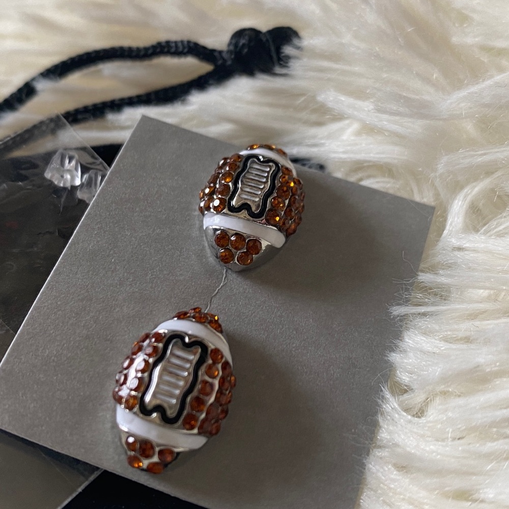 Game Day FootBall Rhinestone Stud NFL SuperBowl Earrings - Picture 2 of 6